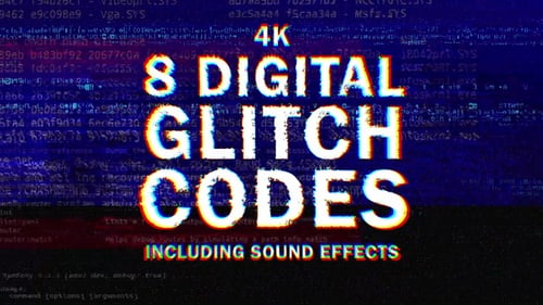 8 digitale Glitch-Codes in 4k