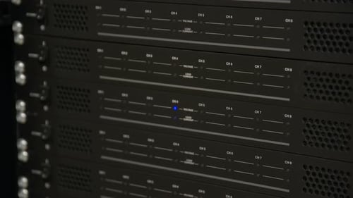 Electronic Equipment Flashing Blue and Green Lights