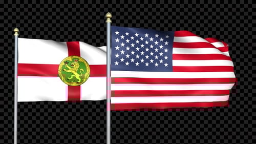 Waving Flags of Alderney and United States
