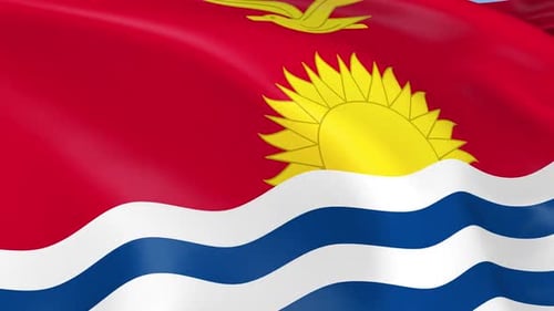 Kiribati Flag Waving Realistic Fabric Animation Loop