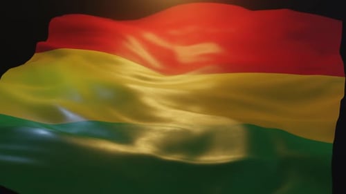 Realistic Red Yellow Green Waving Flag Background Animation