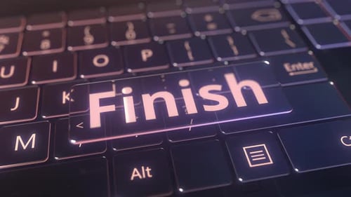 Teclado de computador futurista e tecla de acabamento transparente