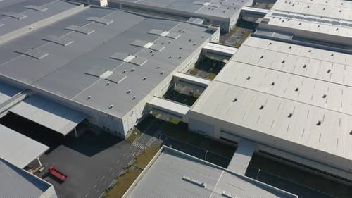 Factory building in city