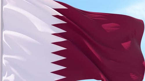 Realistic Qatar National Flag Waving Seamless Loop Animation