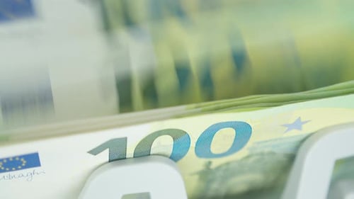 Money Counting Machine Processes Euro Currency