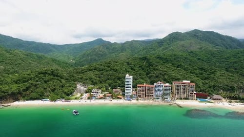 Scenic Aerial View of Tropical Beachfront Resort