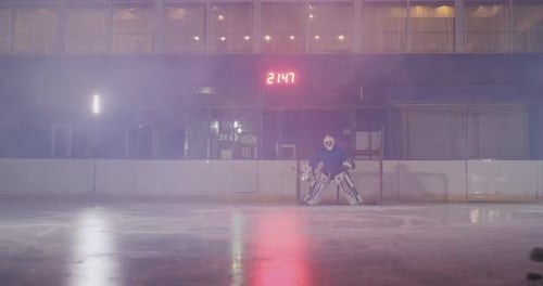 Hockey Player Carries Out an Attack on the Opponent's Goal and Scores a Goal in Extra Time. The