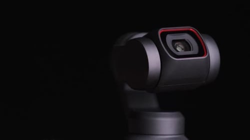 Black Modern Camera Rotating Close Up