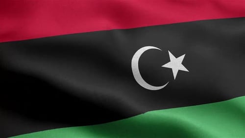 Libya National Flag Waving with Realistic Fabric Motion