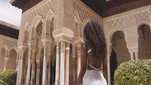 Woman Posing at Alhambra Palace in Granada