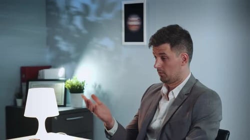 Close-up of Elegant Man in Suit at Psychologist Therapy Session