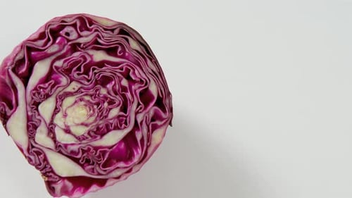 Close-Up of Half Cut Red Cabbage