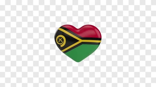 Flagge von Vanuatu auf einem rotierenden 3D-Herz
