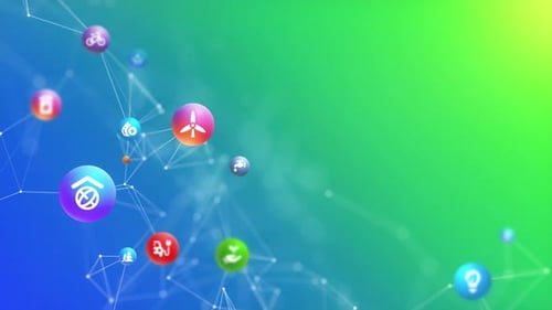 Digital Network Connecting Environmental and Technology Icons