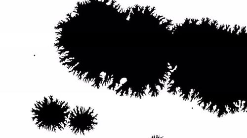 Abstract Black Ink Blots Spreading on White