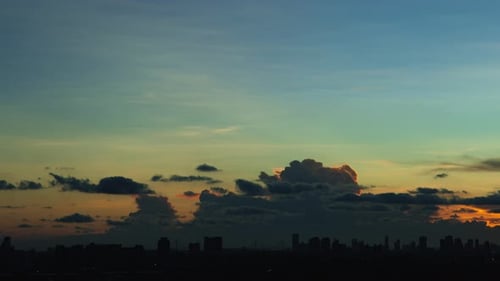 City Skyline Silhouette at Colorful Sunset