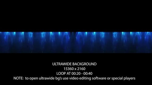 Fundo ultra-largo de partículas caindo em azul brilhante