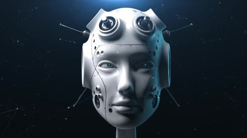 Futuristic Artificial Intelligence Robot Head Technology Concept