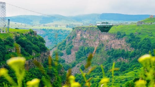Timelapse Diamond Glass Bridge With Tourist