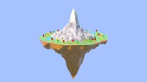 Low Poly Island in 3d Style Paradise Nature Background Able to Loop Seamless