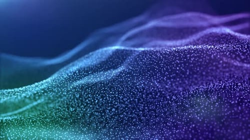 Abstract background with blue movement and flicker particles on a dark background.