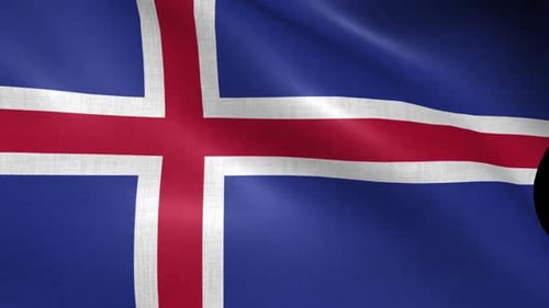 Realistic Iceland Flag Waving Loop on Black Background