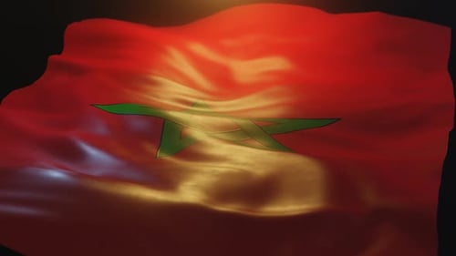 Realistic Morocco Flag Waving with Cinematic Lighting