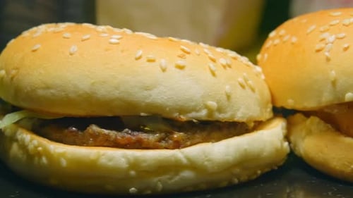 Close-up Chicken And Meatball Burger