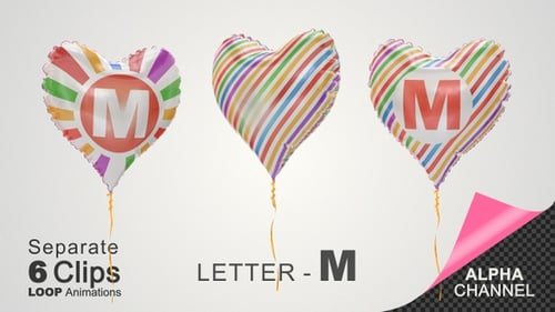 Rotating Colorful Heart Balloon With Letter M