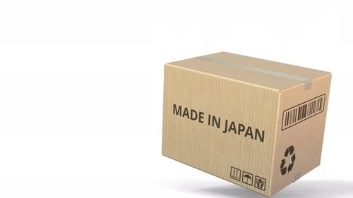 MADE IN JAPAN Text on a Warehouse Carton