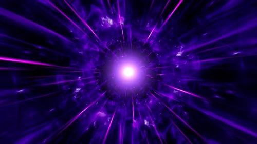 Futuristic Purple Light Rays Warp Speed Tunnel Loop Background