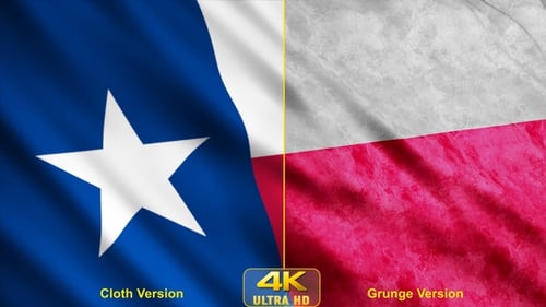 Texas Flag Waving Animation Loop with Modern and Grunge Styles