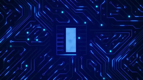Abstract Blue Circuit Board Technological Network.