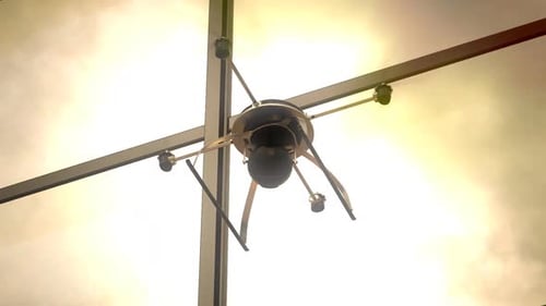 Vehículo aéreo no tripulado cuadricóptero, o UAV, propulsado por cuatro rotores individuales