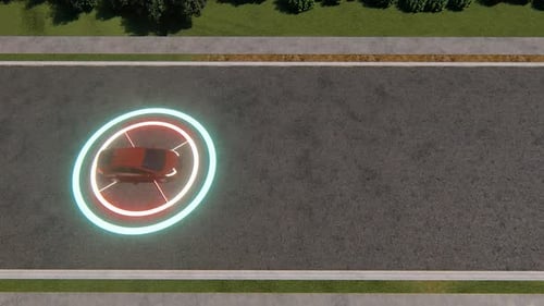 Futuristic Autonomous Car Sensor System Technology Animation