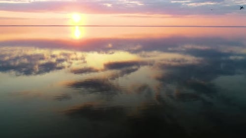 Aerial View of a Beautiful Calm Sea Surface Stretches To the Horizon