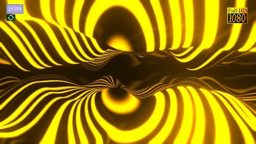 Abstract Glowing Golden Waves Fluid Motion Background Loop