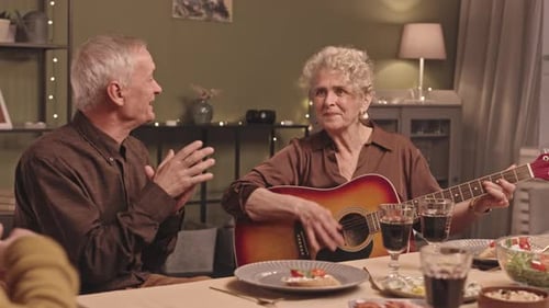 Seniors Enjoying Music Together at Home