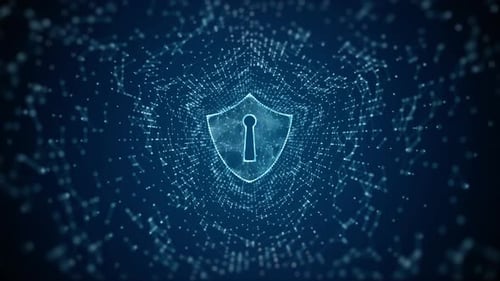 Cyber Security Shield in Digital Network Animation