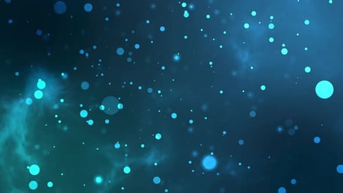 Floating Blue Glowing Particles and Bokeh Background Loop