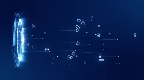 Синий значок технологии соединение футуристический круг технология абстрактный фон