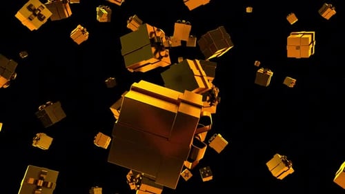 Animated Golden Gift Boxes Falling for Festive Events