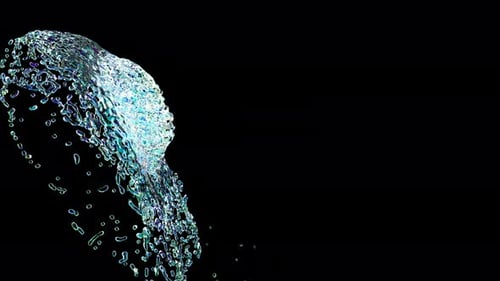 Dynamic Liquid Splash Reveal with Iridescent Colors