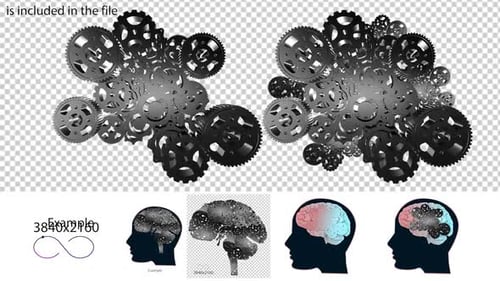 Mechanical Mind: Animated 3D Gears for Brain and Thought Concepts
