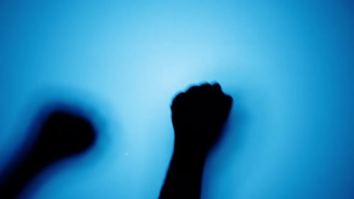 Silhouettes of People Raising Fists in Protest