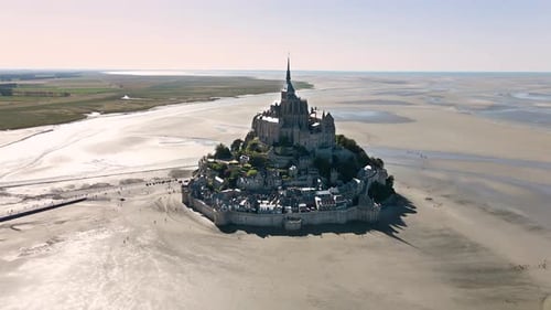 The iconic Mont-Saint-Michel in France. Seen from above.