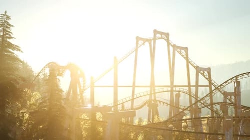 Old Roller Coaster at Sunset