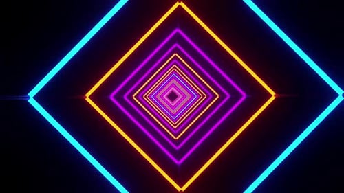 Abstract Neon Square Tunnel Loop