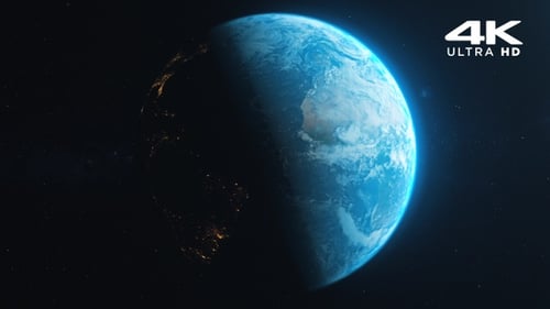 Rotating Earth from Space with Day and Night Transition