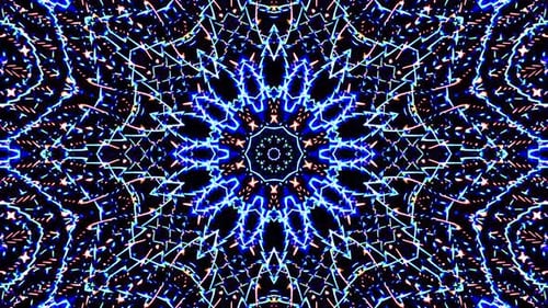 Abstract Geometric Blue Glowing Kaleidoscope Motion Background